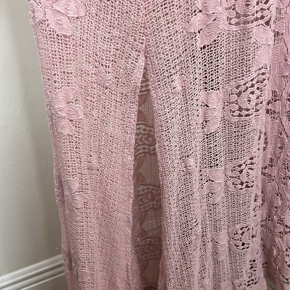MIGUELINA ON THE EVE CROCHET LACE COLUMN MAXI DRESS PINK M - Picture 10 of 12